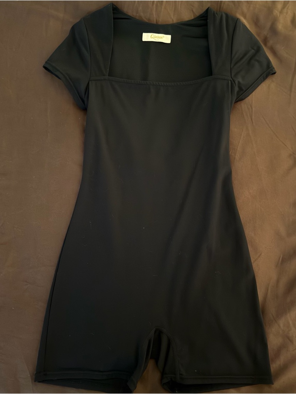 Black Square-Neck Short Romper
